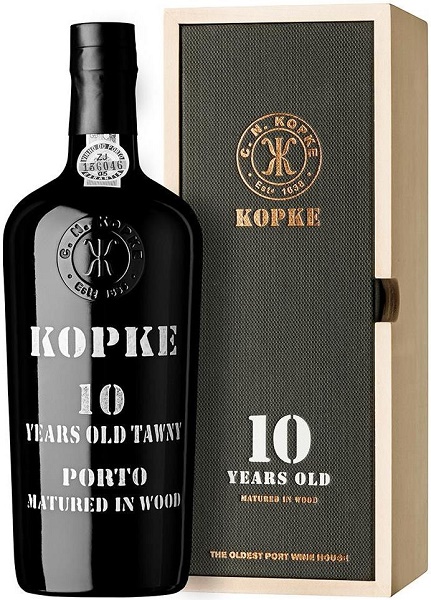 Вино ликерное Портвейн Копке Порто (Kopke) 10 лет крепкое выдержанное 0,75л 20% в деревянной коробке