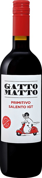 Вино Гатто Матто Примитиво (Gatto Matto Primitivo) красное сухое 0,75л Крепость 12%