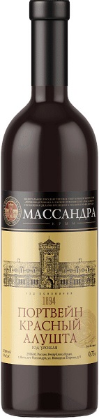 Вино Массандра Портвейн красный Алушта (Massandra Port Red Alushta) красное сладкое 0,75л 17%