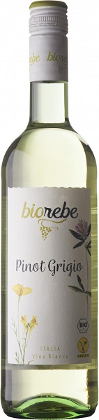 Вино БИОребе Пино Гриджио (BIOrebe Pinot Grigio) белое сухое 0,75л Крепость 12%