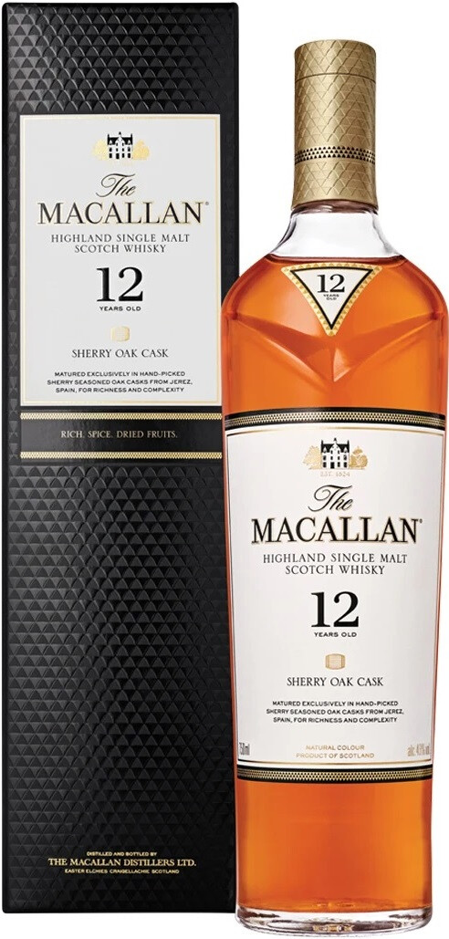 Виски Макаллан Шерри Оук (The Macallan Sherry Oak) 12 лет 0,7л Крепость 40% в подарочной коробке