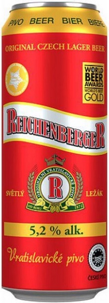 Пиво Рейхенбергер Светлый Лежак (Beer Reichenberger Svetly Lezak) светлое 0,5л 5,2% в жестяной банке