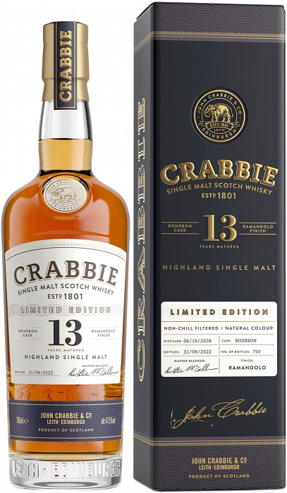 Виски Крабби Сингл Молт Рамандо (Crabbie Single Malt) 13 лет 0,7л 47,5% в подарочной коробке