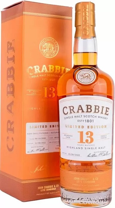 Виски Крабби Сингл Молт Токай (Crabbie Single Malt) 13 лет 0,7л 47,5% в подарочной коробке