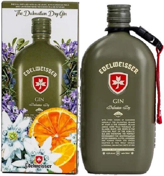 Джин Эдельвейссер Далматиан Драй (Edelweisser Dalmatian Dry) 0,7л 43% фляга в подарочной коробке