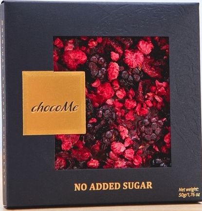 50G102 Шоколад ChocoMe горький, с кусочками малины, вишни, ежевики 55гр