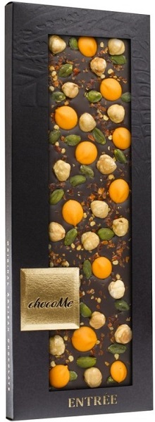 F107 Шоколад ChocoMe горький, с пьемонтским орехом, фисташками, перцем 110гр