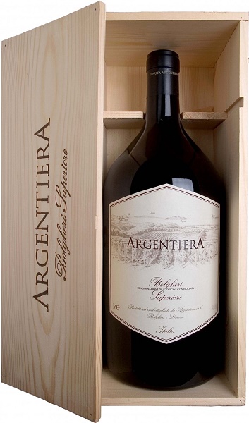Вино Арджентьера (Argentiera) красное сухое 3л Крепость 14,5% в деревянной коробке