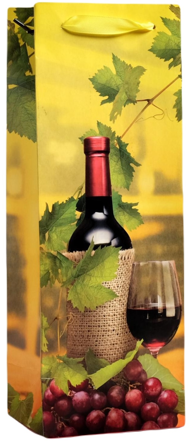 Пакет подарочный "Красное вино" ламинированный под бутылку 13 x 36 x 10 см