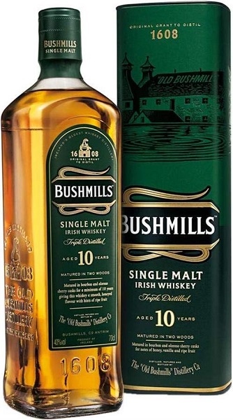 Виски Бушмилс Сингл Молт (Whiskey Bushmills Single Malt) 10 лет 0,7л 40% в подарочной коробке
