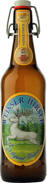 Пиво Хиршбрау Вайссер Хир (Weisser Hirsch) пшеничное нефильтрованное светлое 0,5л Крепость 5,2%.