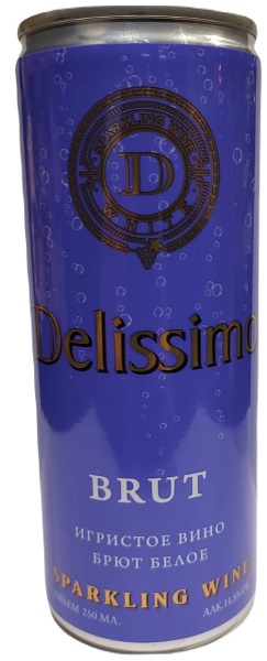 Вино игристое Деллисимо (Dellisimo) белое брют 250мл Крепость 11,5% в жестяной банке