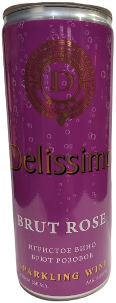 Вино игристое Деллисимо (Dellisimo) розовое брют 250мл Крепость 11,5% в жестяной банке