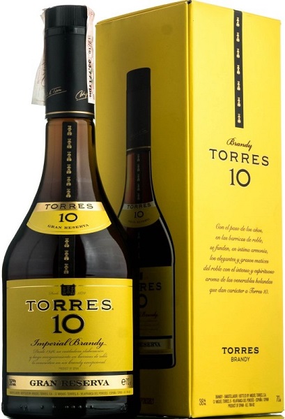 Бренди Торрес 10 Гран Резерва (Torres 10 Gran Reserva) 10 лет 0,7л 38% в подарочной коробке