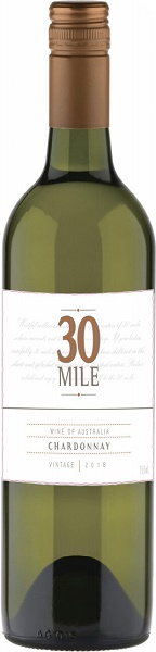 Вино 30 Майл Шардоне (Wine 30 Mile Chardonnay) белое сухое 0,75л Крепость 13%