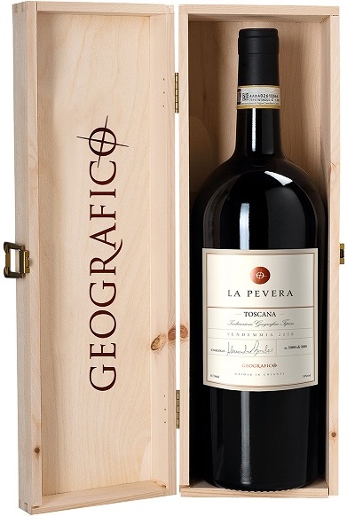 Вино Ла Пэвера Джеографико (La Pevera Geografico) красное сухое 1,5л 14%  в деревянной коробке 
