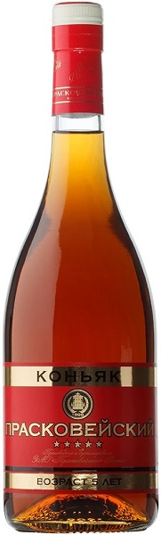 Прасковейский коньяк Пять Звездочек (Cognac Praskoveysky) 5 лет 0,5л крепость 40% круглая бутылка
