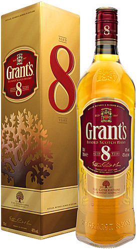 Виски Грантс (Grants) 8 лет 0,7л Крепость 40% в подарочной коробке