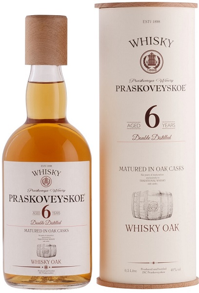 Виски Прасковейский зерновой (Praskoveysky whiskey) 6 лет 0,5л Крепость 40% в тубе.