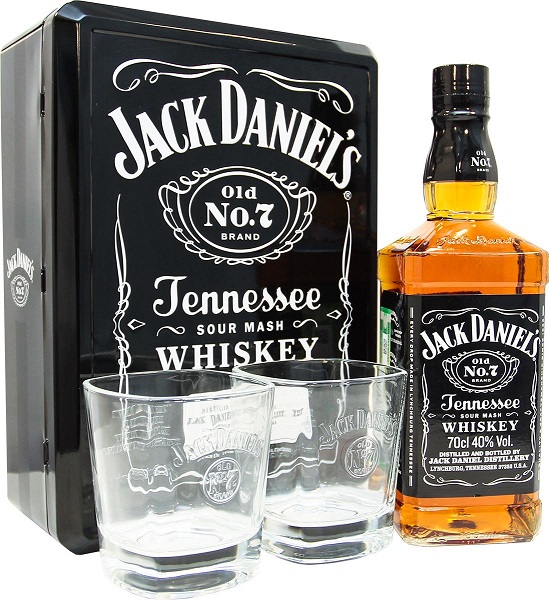 Виски Джек Дэниэл'с Теннесси (Jack Daniel's Tennessee) 0,7л 40% в металл/коробке с 2 стаканами