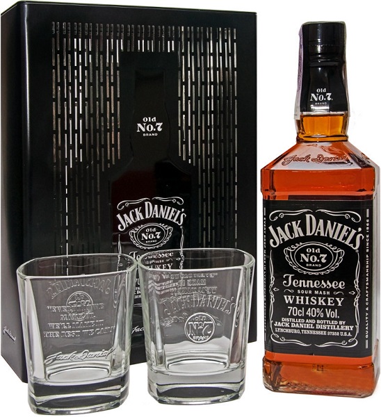 Виски Джек Дэниэл'с Теннесси (Jack Daniel's Tennessee) 0,7л 40% в коробке с двумя стаканами