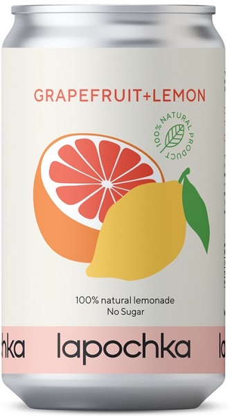 Лимонад Лапочка Грейпфрут, Лимон (Lapochka Grapefruit, Lemon) газированный 0,33л в жестяной банке