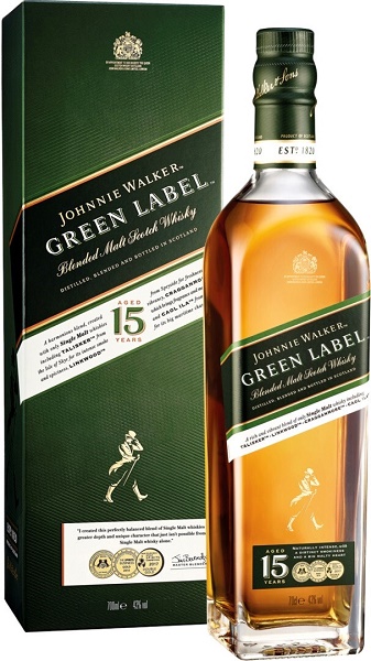Виски Джонни Уокер Грин Лэйбл 15 лет (Johnnie Walker Green Label 15 Years) 0,7л 43% в коробке 