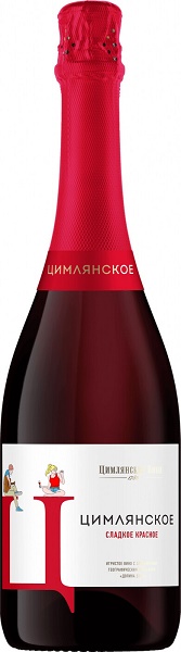 Вино игристое Цимлянское "Ц" (Tsimlyanskoe "C") красное сладкое 0,75л Крепость 13,5%