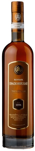 Коньяк Прасковейский Три Звездочки (Cognac Praskoveysky) 3 года 0,5л крепость 40% бутылка "Арина"
