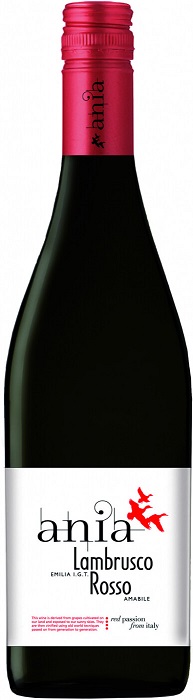 Вино игристое Аниа Ламбруско Россо (Ania Lambrusco Rosso) красное полусладкое 0,75л Крепость 8%