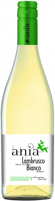 Вино игристое Аниа Ламбруско Бьянко (Ania Lambrusco Bianco) белое полусладкое 0,75л Крепость 8%