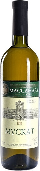 Вино Массандра Мускат (Massandra Muskat) белое сухое 0,75л Крепость 12%