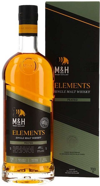 Виски Эм энд Эйч Элементс Питед (Whiskey M&H Elements Peated) 0,7л Крепость 46% в подарочной коробке