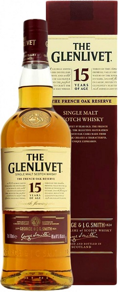 Виски Гленливет 15 лет (The Glenlivet 15 Years) 0,7л Крепость 40% в подарочной коробке