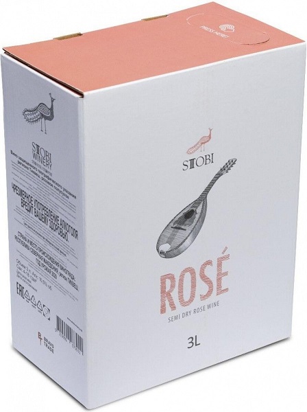 Вино Стоби Розе (Stobi Rose) розовое полусухое 3л Крепость 10,5%