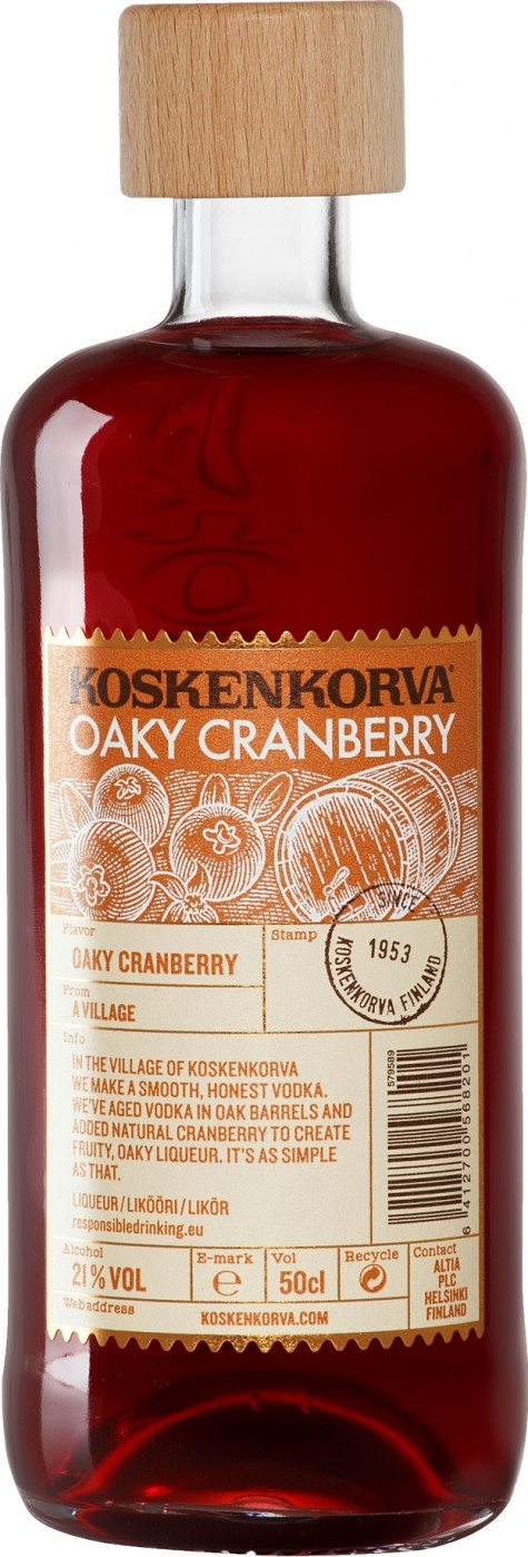 Настойка Коскенкорва Клюквенная (Koskenkorva Oaky Cranberry) сладкая 0,5л Крепость 21%