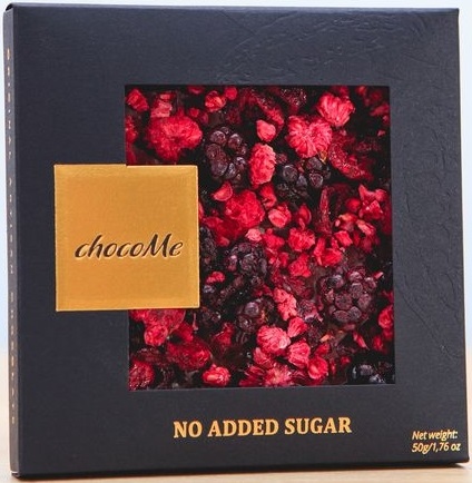 50NS101 Шоколад ChocoMe горький без сахара, лиофилизированная малина, вишня, ежевика 50гр