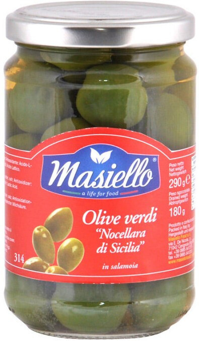 Оливки Мазиелло Ночеллара ди Сичилиа (Masiello Nocellara di Sicilia) зеленые 290гр