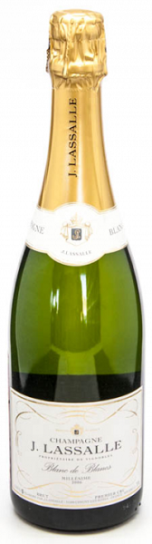 Шампанское Ж. Лассаль Блан де Блан (J. Lassalle) белое брют 0,75л Крепость 12%