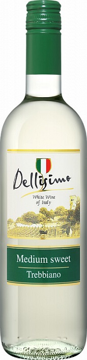 Вино Деллисимо Треббьяно (Dellisimo Trebbiano) белое полусладкое 0,75л Крепость 10,5%