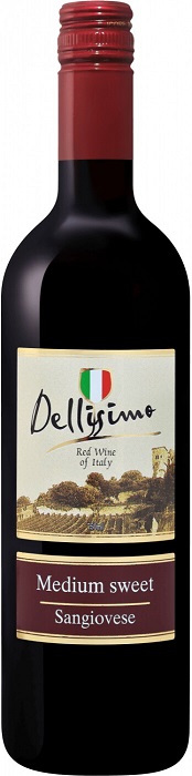 Вино Деллисимо Санджовезе (Dellisimo Sangiovese) красное полусладкое 0,75л Крепость 10,5%